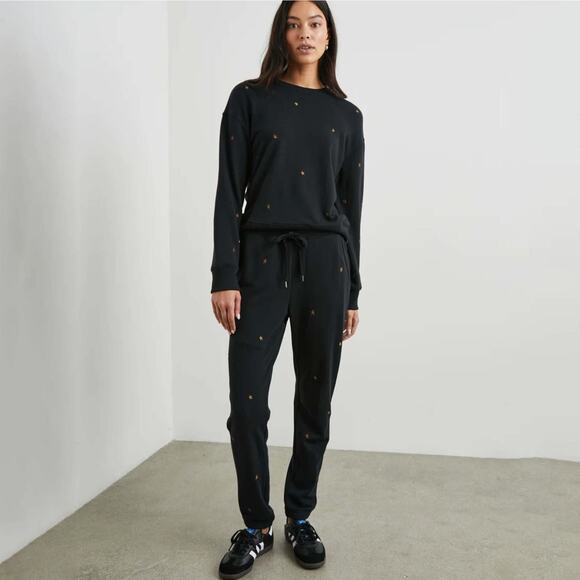 Rails Kingston Black Star Embroidered Matching Lounge Sweat Set Size Medium - Picture 1 of 14